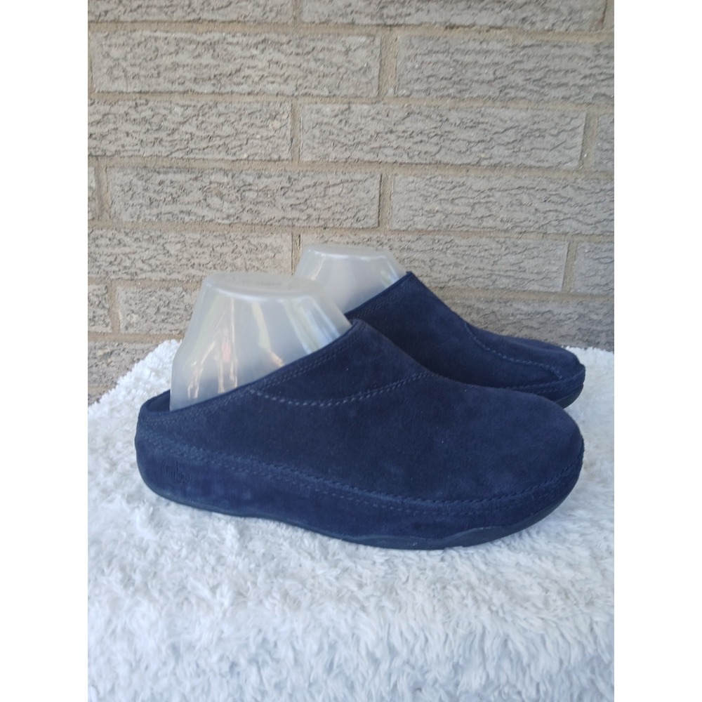 FitFlop Women's Navy Blue Seude Gogh Slip-on Open-Back Clogs Sz 9